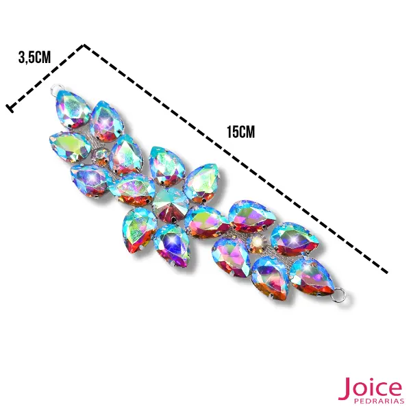 1-1 Aplique De Strass 5cm X 15cm C/1-Unidades Ref:LH013 - Imagem 5