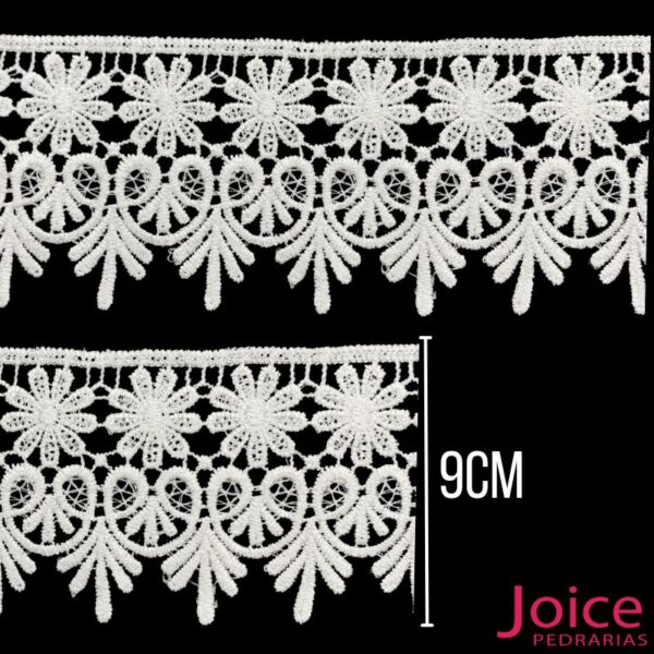 Renda De Guipír 9cm com 13metros cor-branco ref:20210