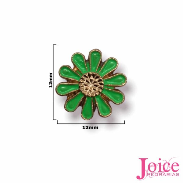 Aplique Metal Flor margarida verde Termo Colante C/50Un