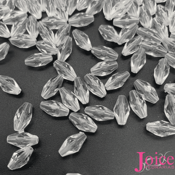 Miçanga De Acrílico Facetada Formato Arroz 6mm X 11mm C/500Gramas