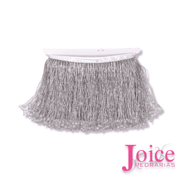 franja de canutilho 15cm com ponteira de cristal