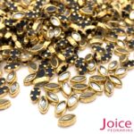 Olho de Gato Navete  3mm X 6mm Com Base Metal Dourado Termocolante C/5000Unidades - Imagem 2