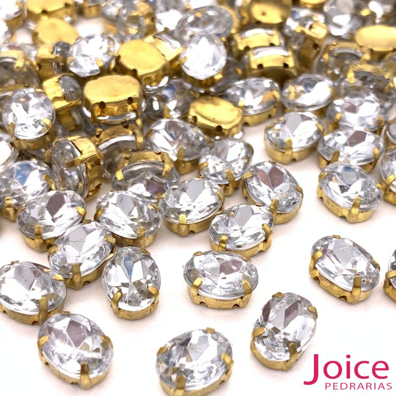 15159789076_28mm20800-×-800-px20800-×-800-px2013-1 Pedra Engrampada Oval Base Dourado 6mm X 8mm C/100unidades - Imagem 3