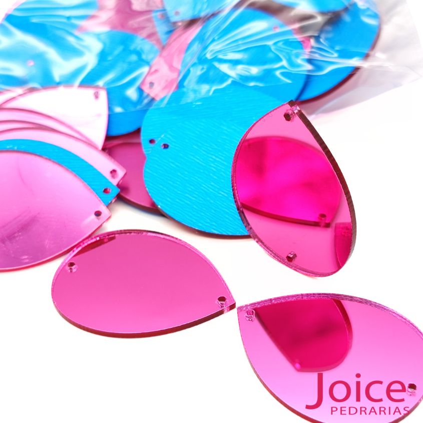 15213605731_pink-4 Chaton Espelho Gota 30mm x 40mm Com Furo Para Costura C/200-Unidades - Imagem 29