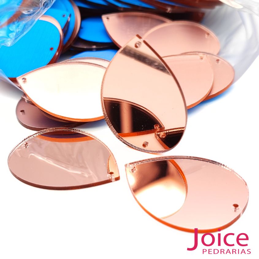 15213605888_rose-4 Chaton Espelho Gota 30mm x 40mm Com Furo Para Costura C/200-Unidades - Imagem 32
