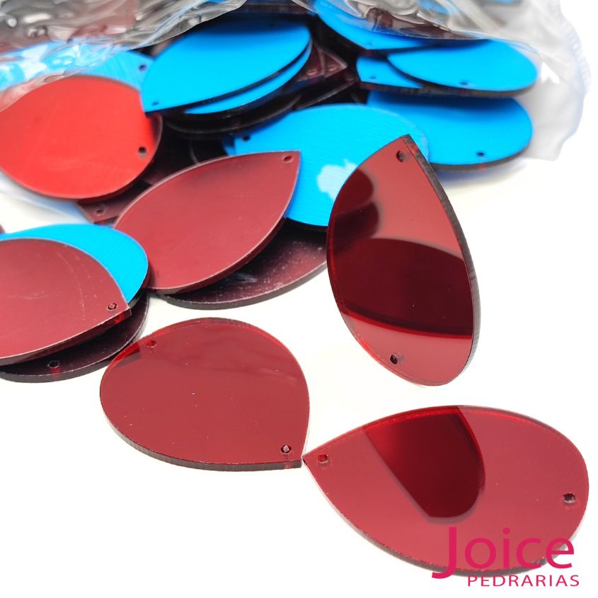 15213605959_vermelho20escuro-5 Chaton Espelho Gota 30mm x 40mm Com Furo Para Costura C/200-Unidades - Imagem 41
