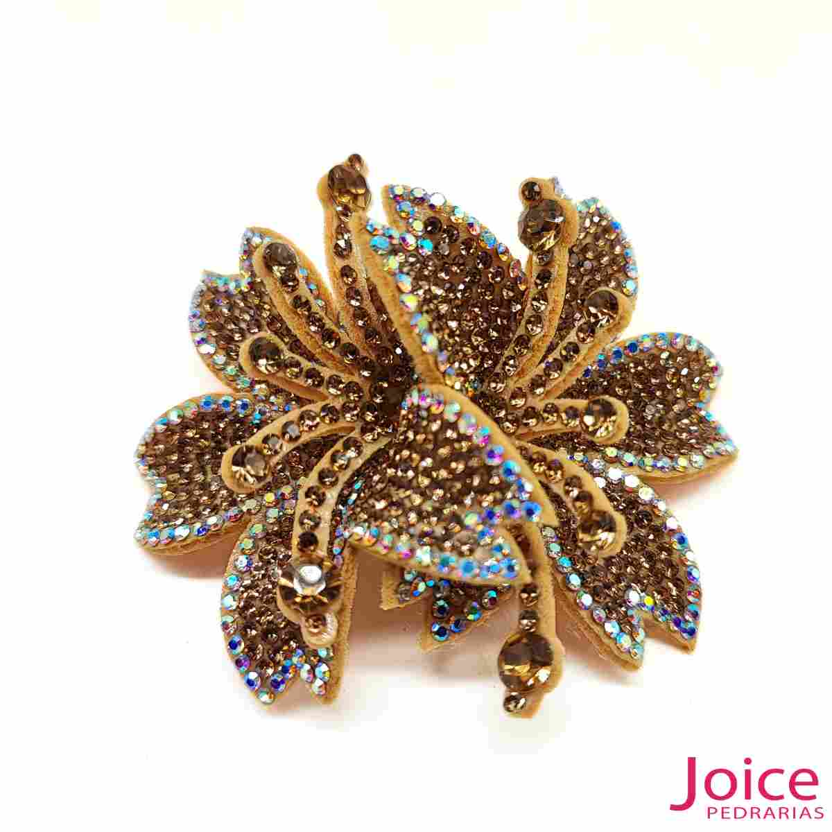 15288856739_caramelo Aplique Flor Com Strass De Cristal 65mm C/10-Unidades Ref:20-316 - Imagem 1