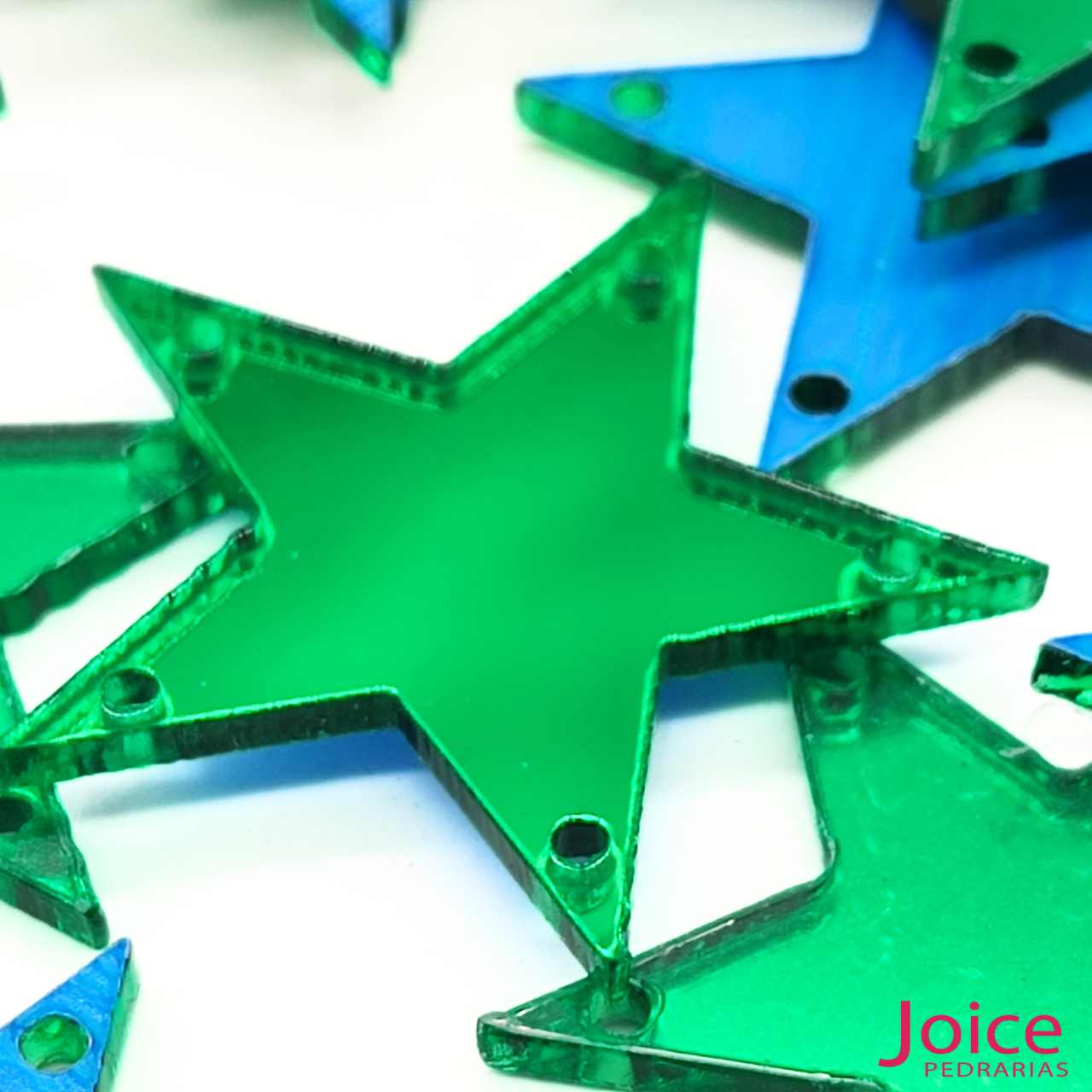 15295627198_6 Chaton Espelho Estrela Com  Furo Para Costura 25mm C/200 Unidades - Imagem 2