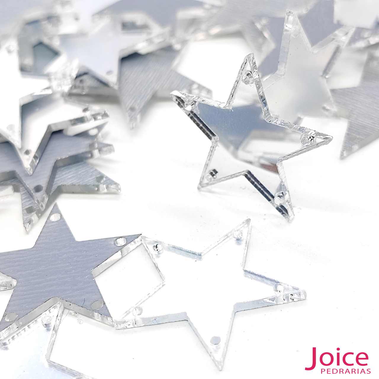 15295627224_cristal-1 Chaton Espelho Estrela Com  Furo Para Costura 25mm C/200 Unidades - Imagem 12