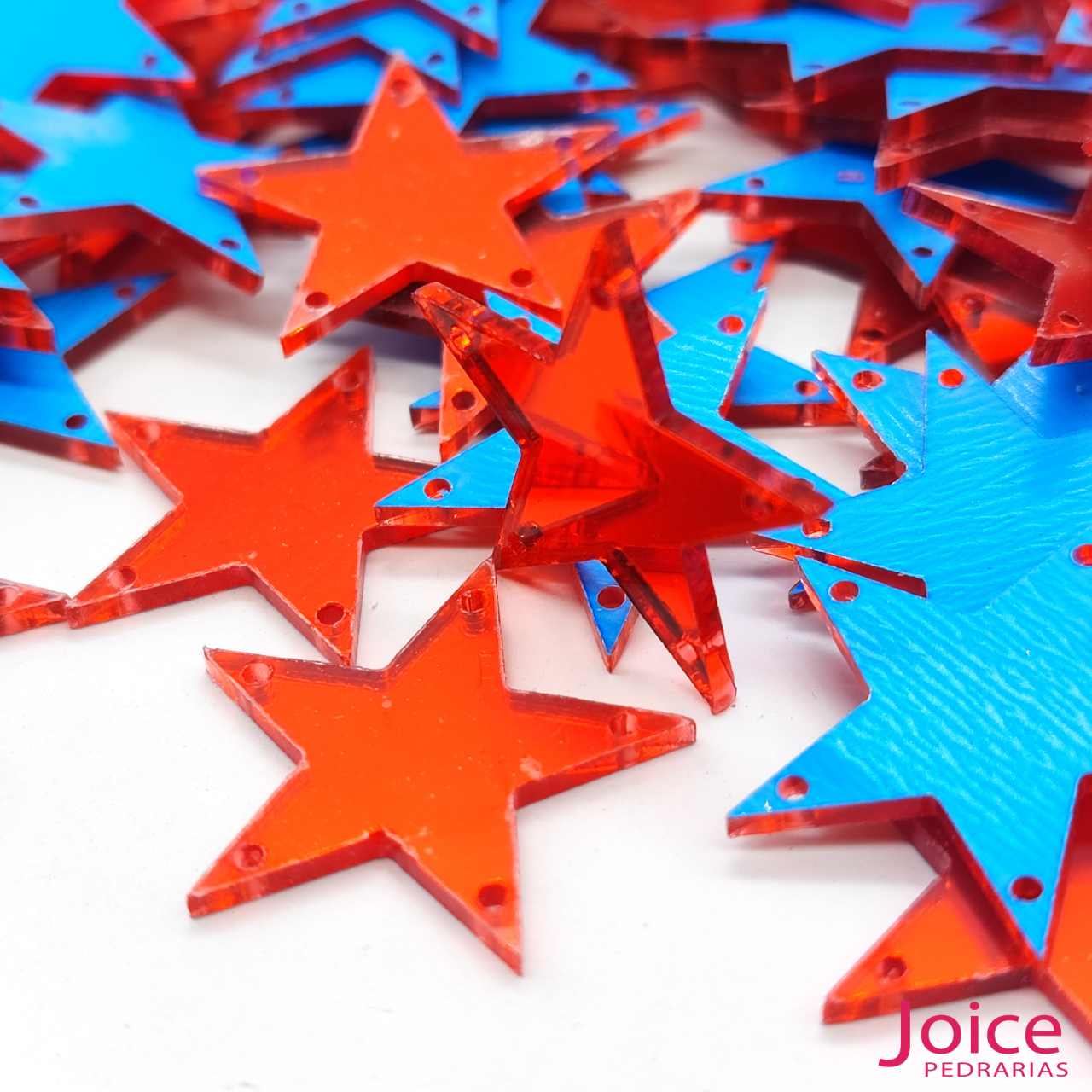 15295627273_vermelho Chaton Espelho Estrela Com  Furo Para Costura 25mm C/200 Unidades - Imagem 7