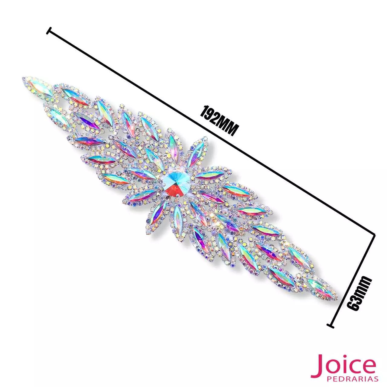 15332418333-1 Aplique De Strass 63mm X 192mm C/1-Unidades Ref:101 - Imagem 1