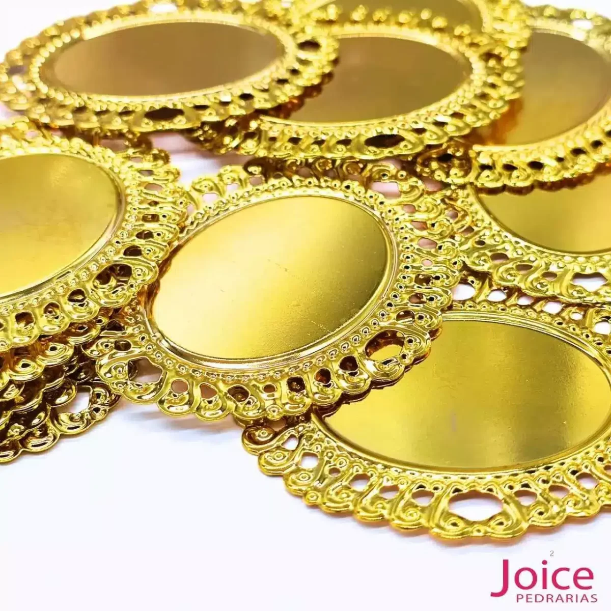 Tag Oval De Metal Dourado Para Chaton 49mm x 60mm C/100-Unidades-Ref:T1254 - Imagem 2