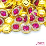 Chaton Quadrado Acrílico Com Base ABS dourado com Strass 13mm X 13mm C/1000-Unidades