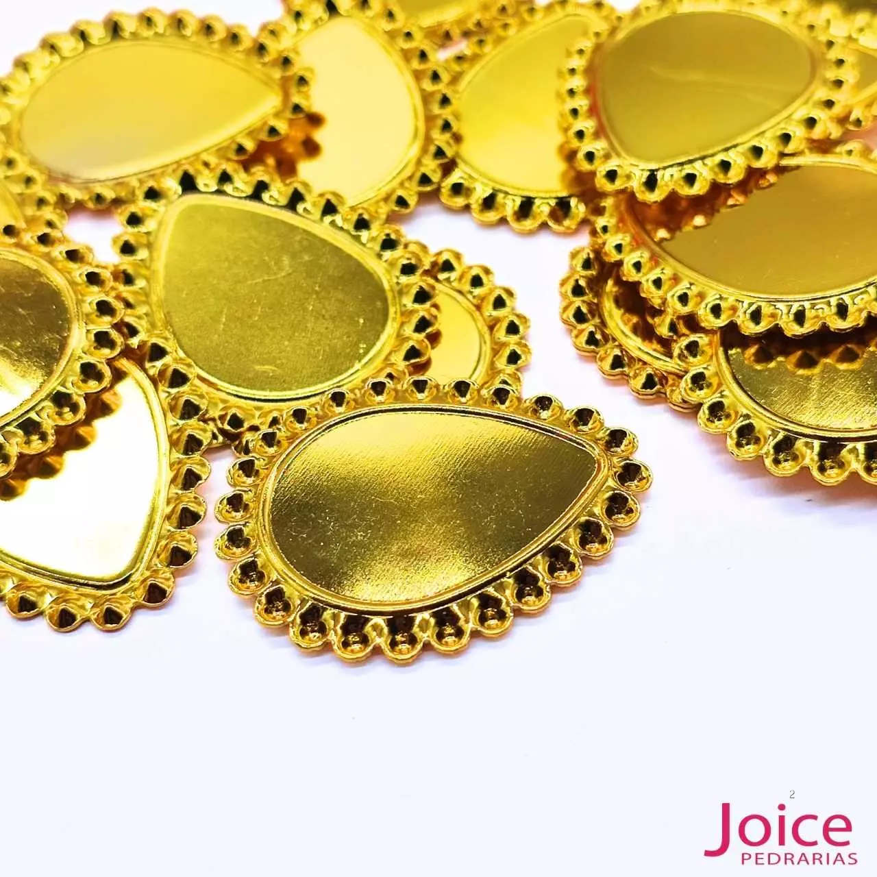 2-4 Tag Gota De Metal Dourado Para Chaton 27mm x 33mm C/100-Unidades-Ref:K20 - Imagem 2