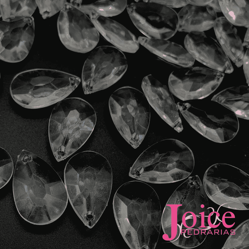 28mm-4 Ponteira De Acrilico Gota Irregular Transparente C/500Gramas - Imagem 1