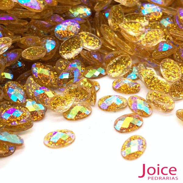 Oval Com Glitter Sextavado AB 4mm X 6mm c/10000Un