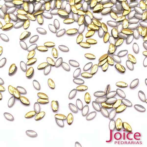 Chapinha Metal Termocolante Oval Dourado 2mm X 3mm C/40Gramass