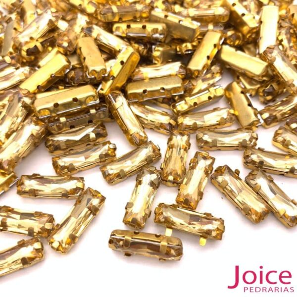 Pedra Engrampada Palito Dourado Base Dourado 5mm X 15mm C/100Unidades