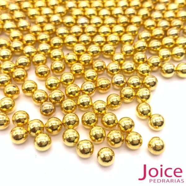 Pérola Inteiro Sem Furo 5mm Para Rebite com 500Gramas-dourado