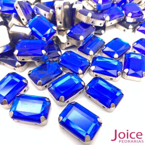 Pedra Engrampada Retângulo Base Prata 13mm X 18mm C/100Unidades