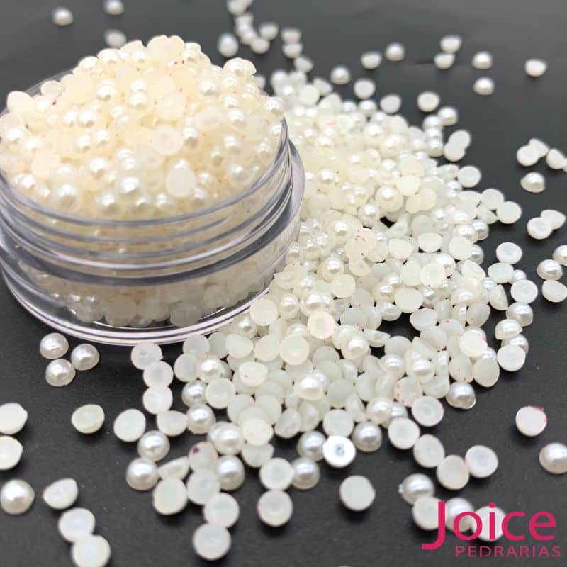 xr:d:DAFLAofDNuE:769,j:39156135475,t:22102618 Micro Meia Perola Creme 3mm Para Joias De Unhas C/20000Unidades - Imagem 1