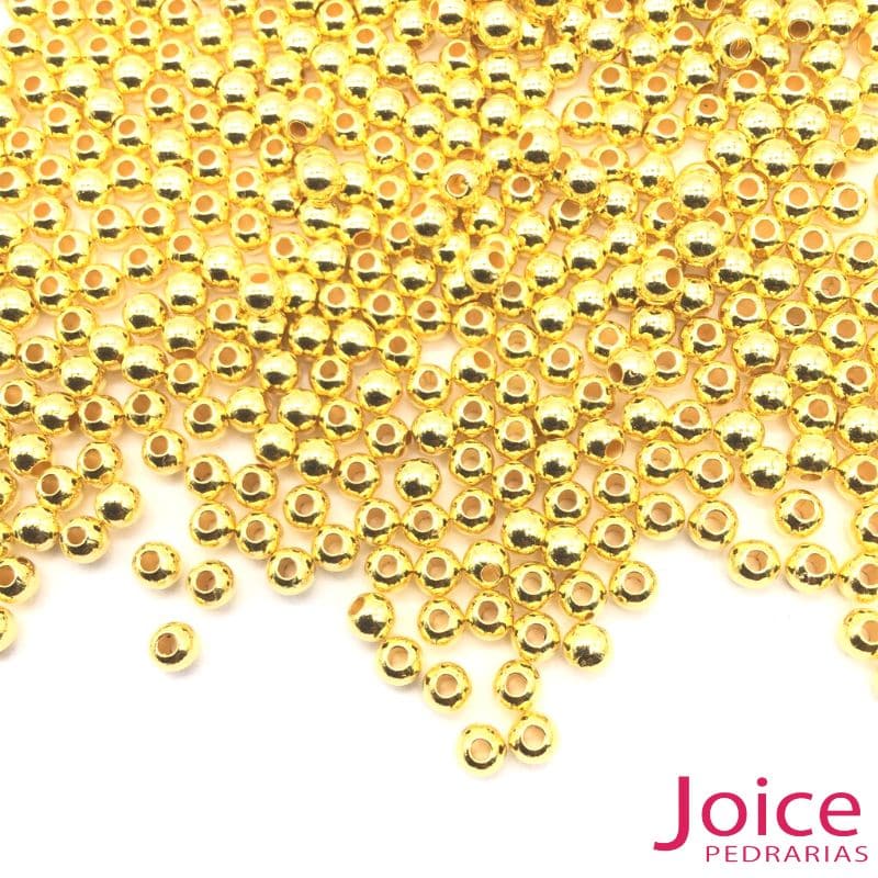 xr:d:DAFLAofDNuE:1019,j:40012708333,t:22110418 Pérola Abs Inteiro com Furo Passante 4mm C/500Gramas Dourado metalizado - Imagem 1