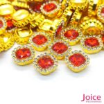 Chaton Quadrado Acrílico Com Base ABS dourado com Strass 13mm X 13mm C/1000-Unidades - Imagem 5