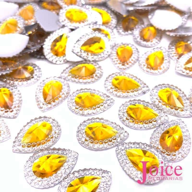 Acucarado-Gota-Resina-13x18-dourado Açucarado Gota Resina 13mmX18mm Em Volta Com Cristal C/270un - Imagem 3