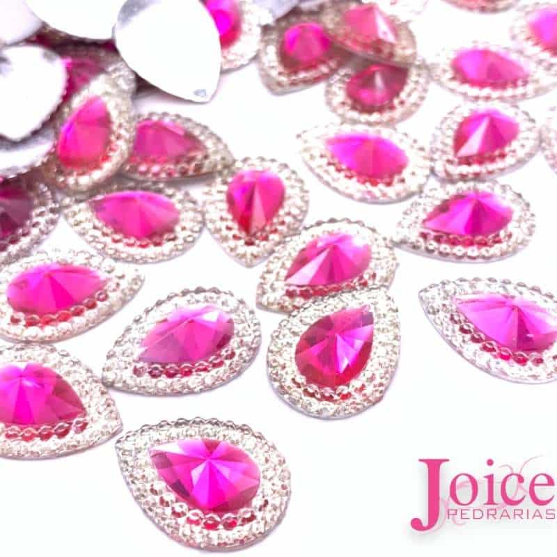 Acucarado-Gota-Resina-13x18-pink Açucarado Gota Resina 13mmX18mm Em Volta Com Cristal C/270un - Imagem 2