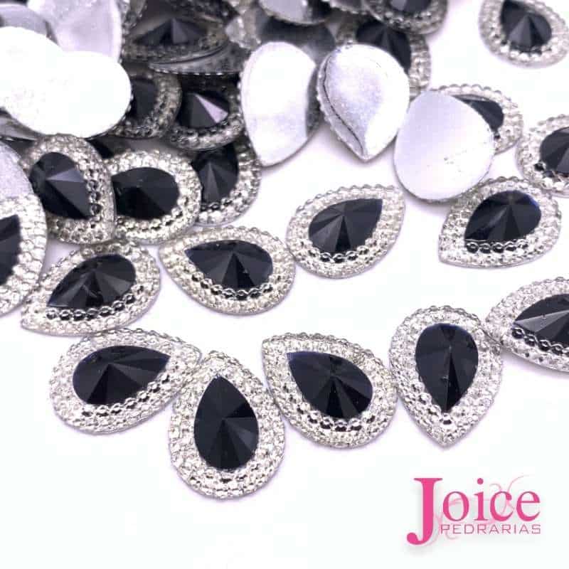 Acucarado-Gota-Resina-13x18-preto Açucarado Gota Resina 13mmX18mm Em Volta Com Cristal C/270un - Imagem 5