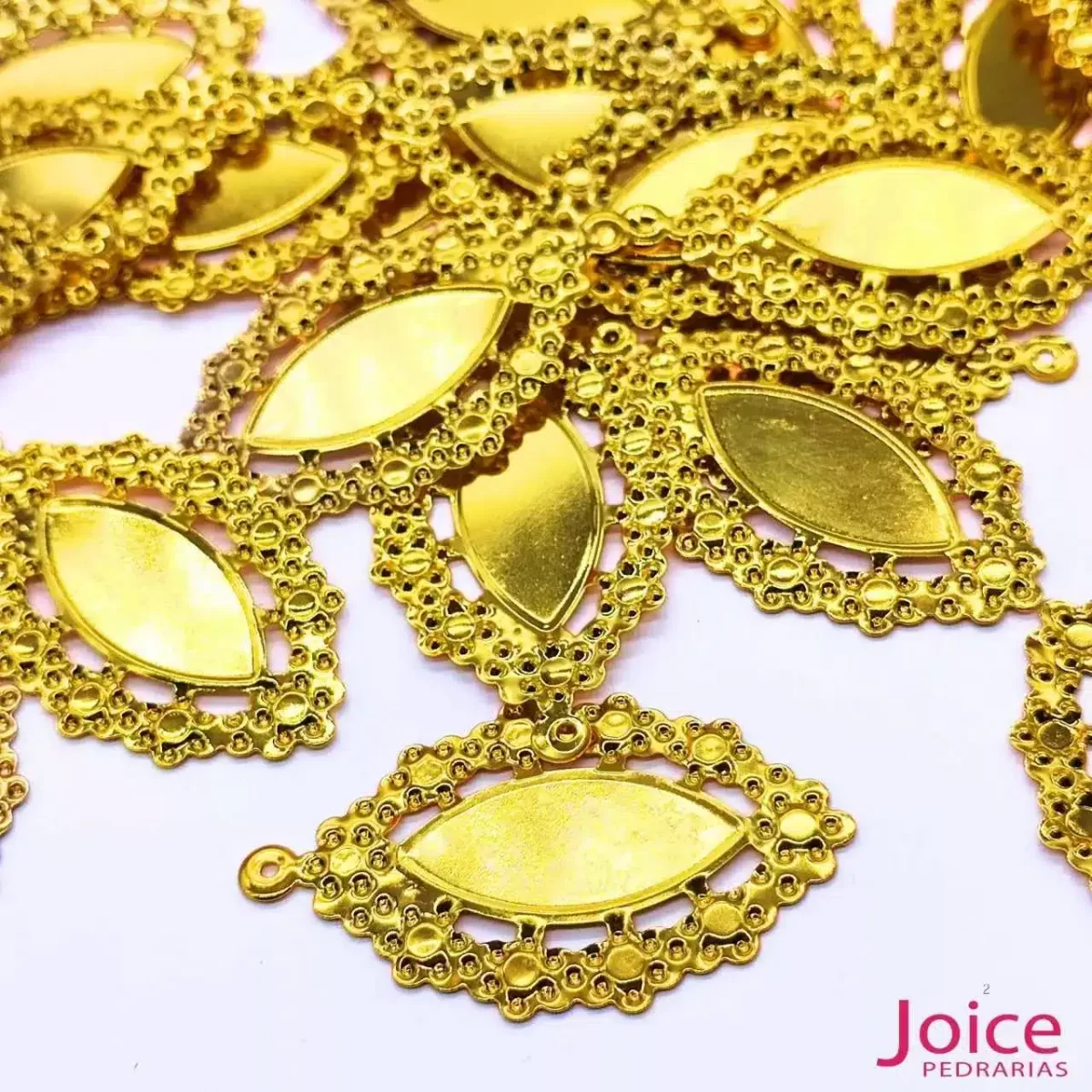 Tag Navete De Metal Dourado Para Chaton  C/100-Unidades - Imagem 2
