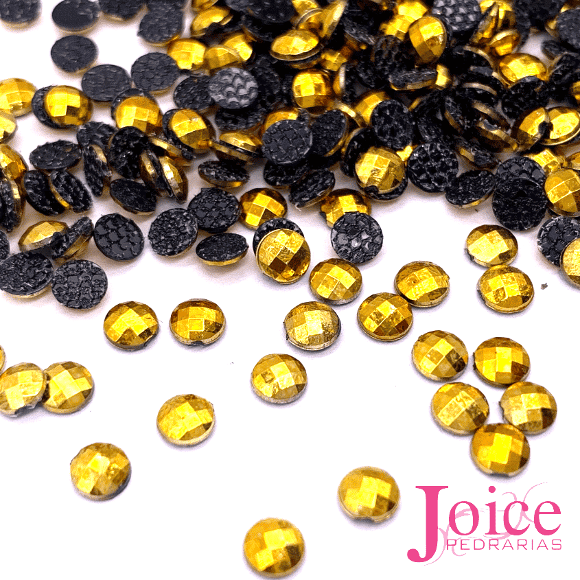 Chaton-sextavado-termocolante-4mm-dourado- Chaton Sextavado Acrílico Termocolante  4mm c/10000 - Imagem 1