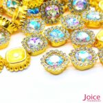 Chaton Quadrado Acrílico Com Base ABS dourado com Strass 13mm X 13mm C/1000-Unidades - Imagem 11