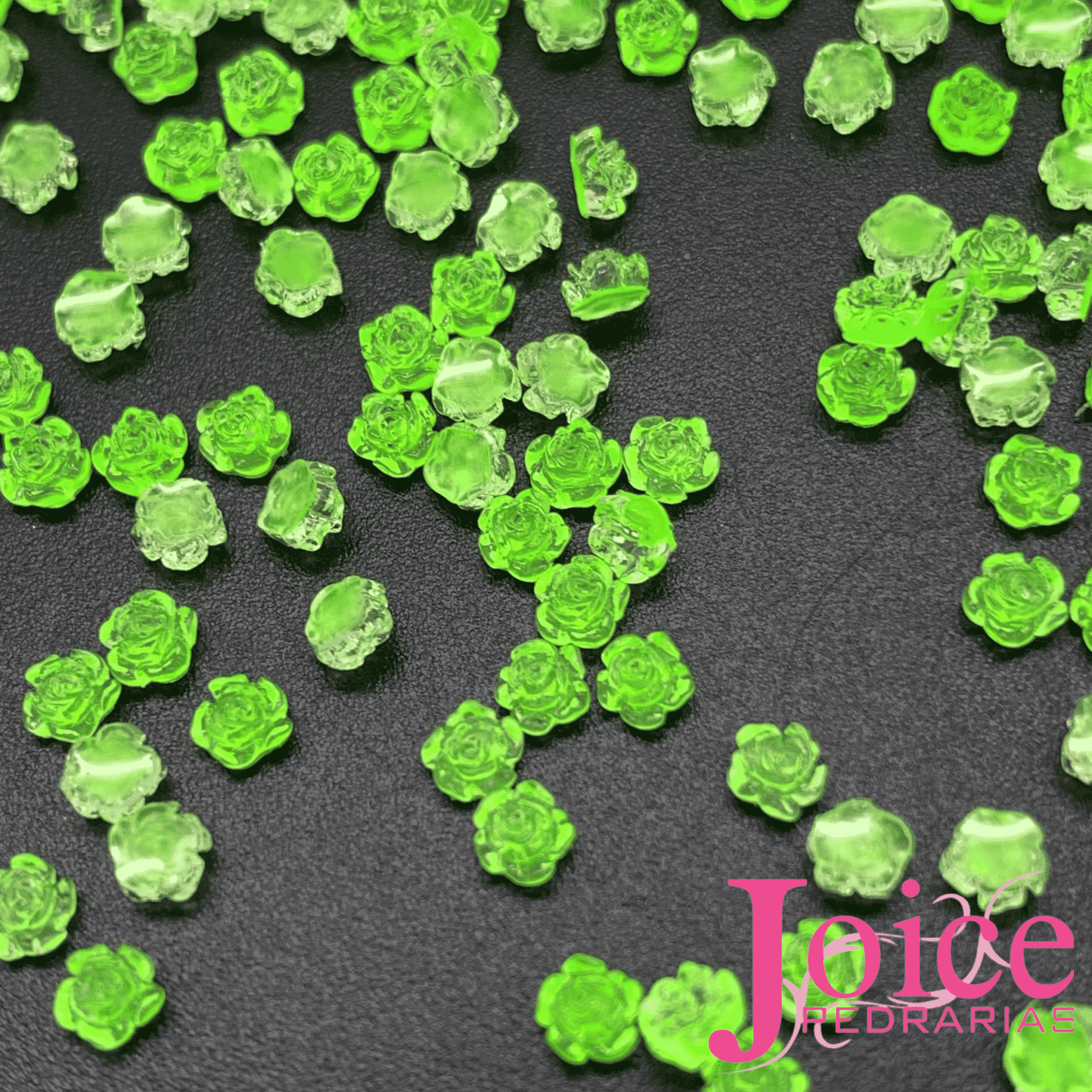 Mini-Rosa-3D-Neon-Resina-C5000-Unidades-Brilho-No-Escuro-verde-limao- Mini Rosa 3D Neon Resina 3mm C/5000 Unidades Brilho No Escuro - Imagem 12