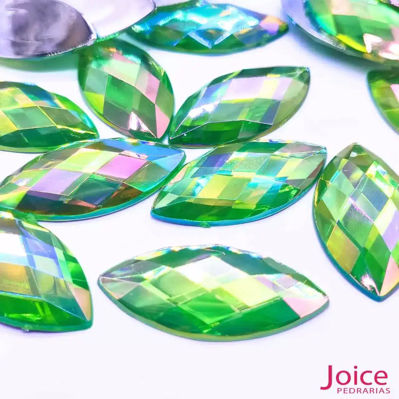 VERDE-PERIDOT-AB-35 Chaton Navete Sextavado Acrilico AB 20mm X 40mm C/ 100unidades - Imagem 10