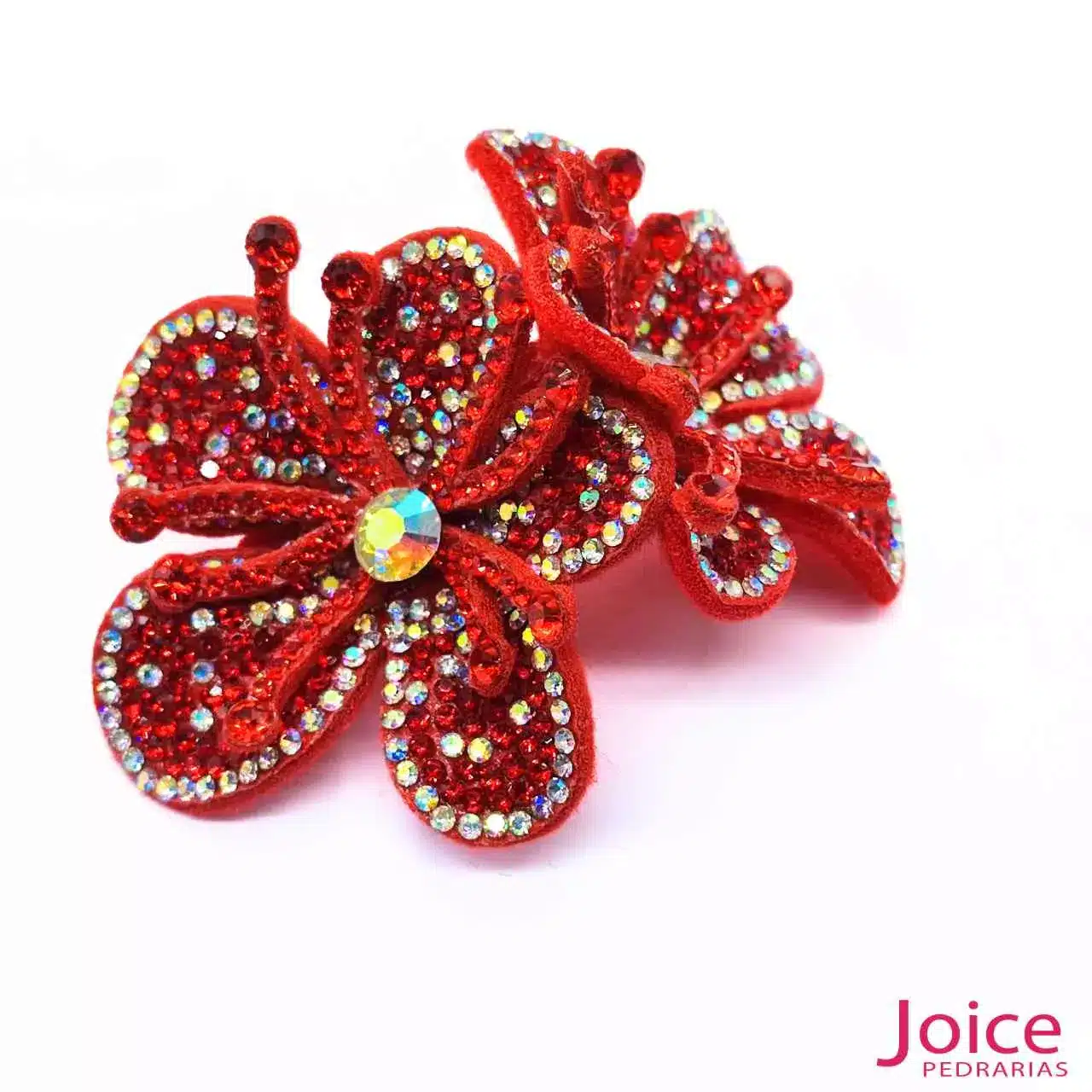 VERMELHO-2 Aplique Flor Com Strass De Cristal 55mm C/10-Unidades Ref:20-315 - Imagem 3