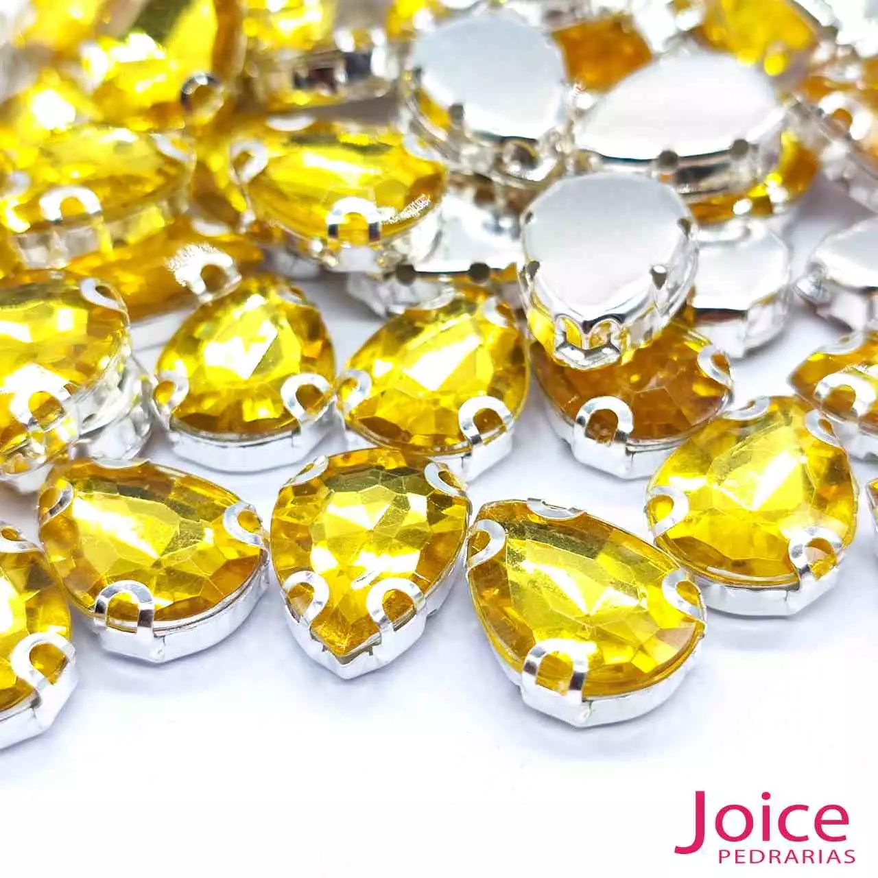 amarelo Pedra Engrampada Gota 13mm X 18mm Com Base De Aço C/200-Unidades - Imagem 12