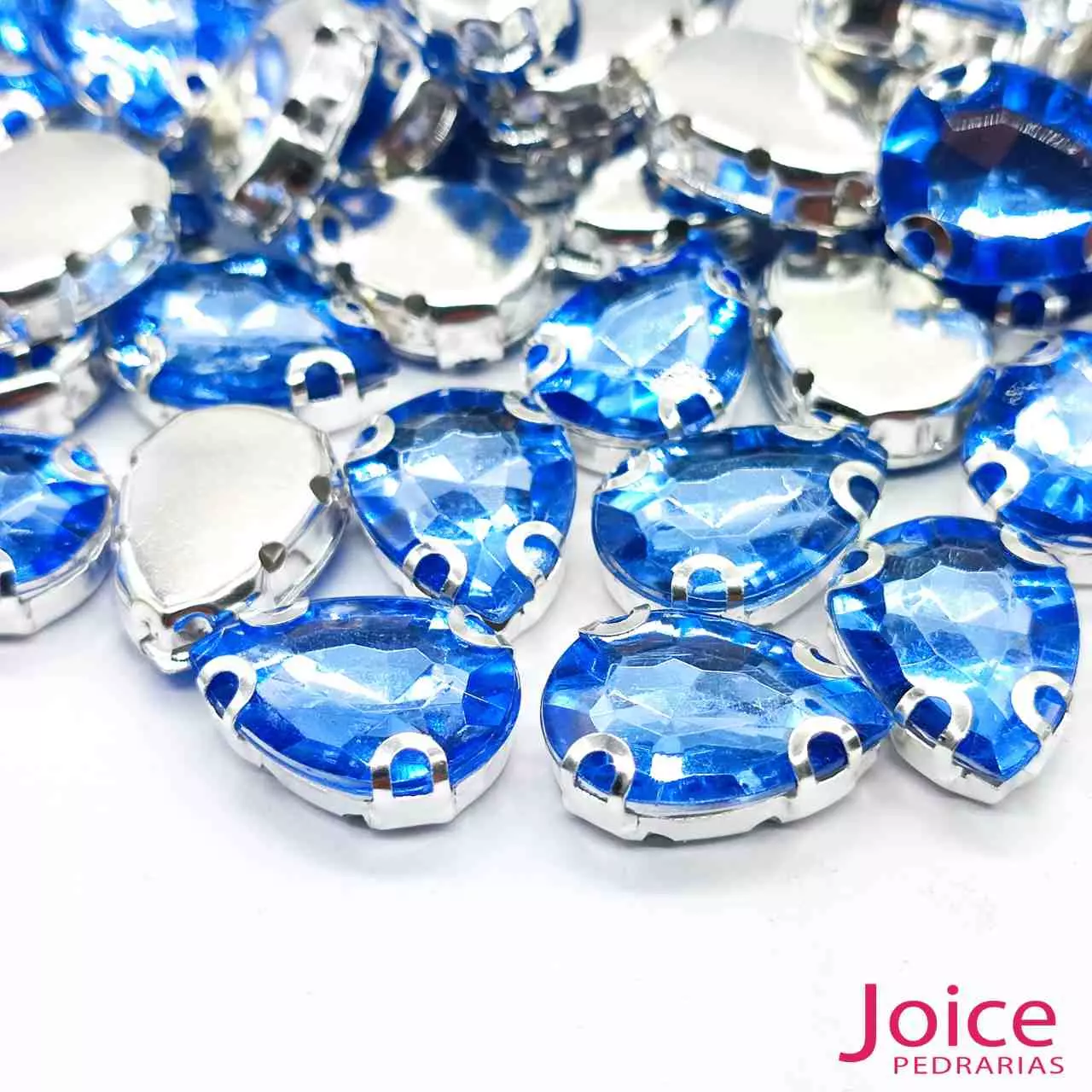 azul-agua Pedra Engrampada Gota 13mm X 18mm Com Base De Aço C/200-Unidades - Imagem 8