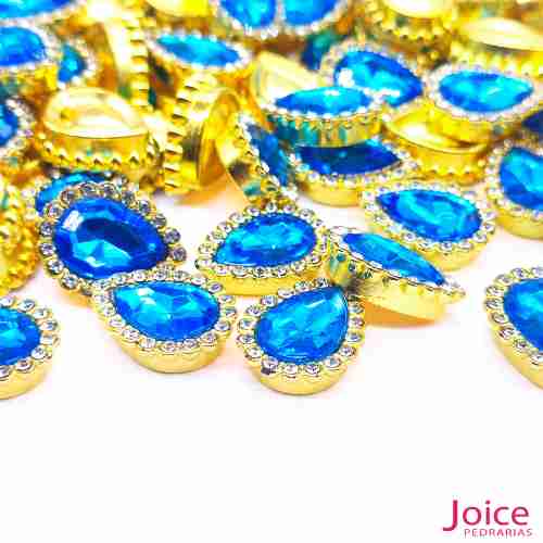 azul-turquesa Chaton Gota Acrílico Com Base ABS dourado com Strass 13mm X 18mm C/500-Unidades - Imagem 10