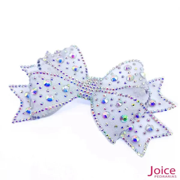 Aplique Laço Transparente Com Strass De Cristal 60mm x 110mm C/10-Unidades Ref:23-948
