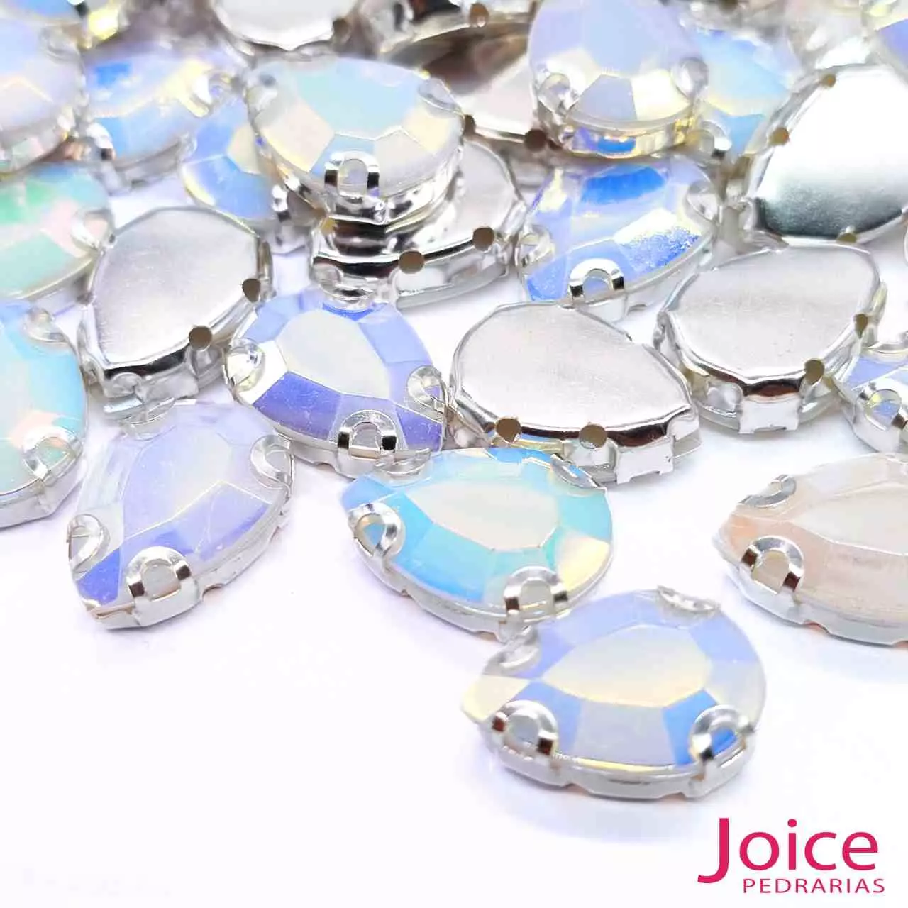 branco-ab Pedra Engrampada Gota 13mm X 18mm Com Base De Aço C/200-Unidades - Imagem 13