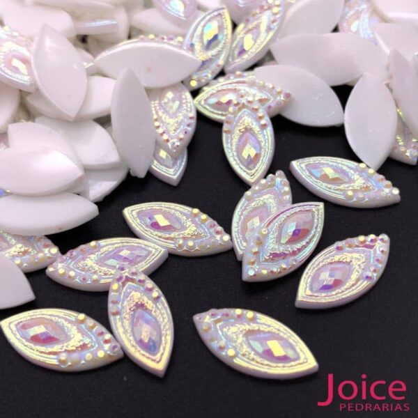 Chaton Resina Navete Pavão Base Reta 7mm x 15mm C/300 unidades