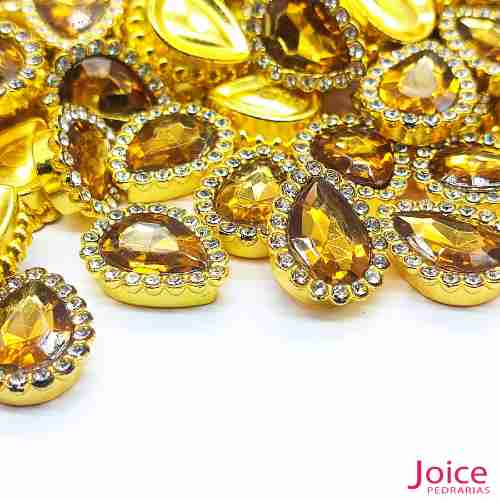caramelo Chaton Gota Acrílico Com Base ABS dourado com Strass 13mm X 18mm C/500-Unidades - Imagem 12