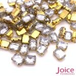 Pedra Engrampada Retangulo 8mm X 10mm C/100Unidades C/Base Dourado - Imagem 2