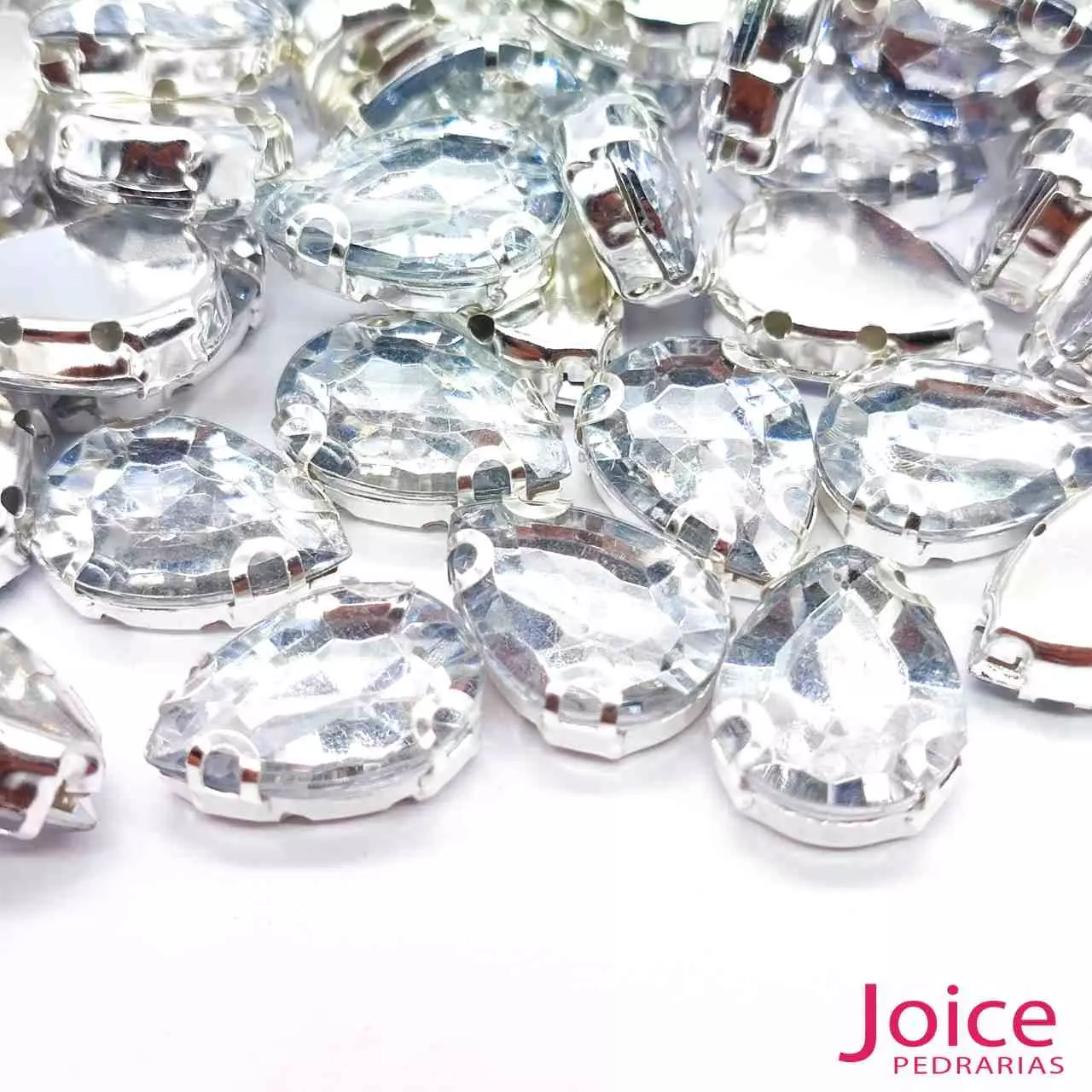 cristal Pedra Engrampada Gota 13mm X 18mm Com Base De Aço C/200-Unidades - Imagem 14