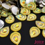 Chaton Resina Gota Pavão Base Reta 13mm x 18mm C/300 unidades