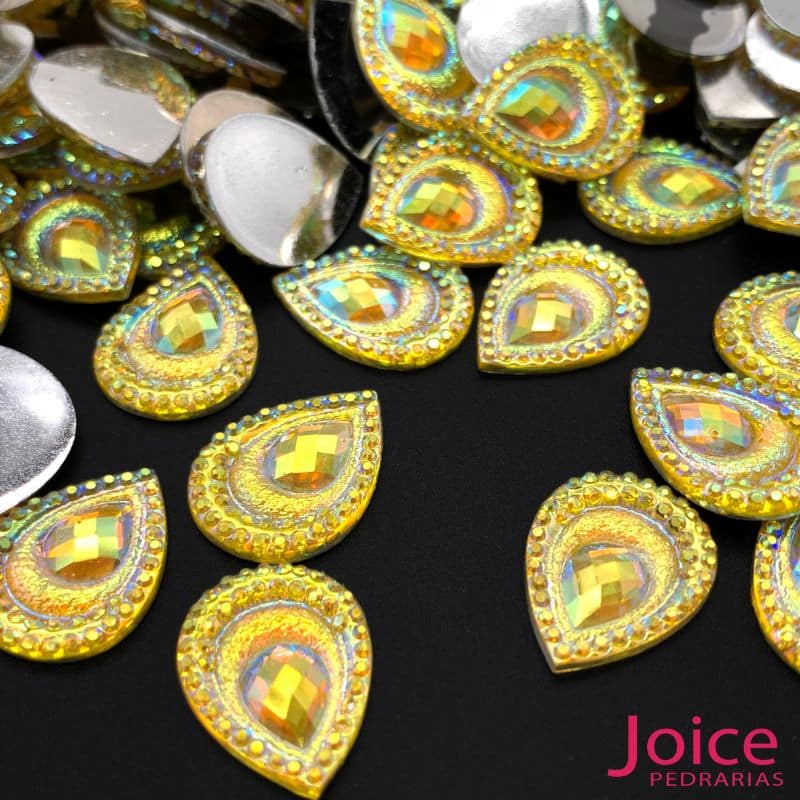 xr:d:DAFaFBjJwVA:247,j:46476663156,t:23050419 Chaton Resina Gota Pavão Base Reta 13mm x 18mm C/300 unidades - Imagem 1