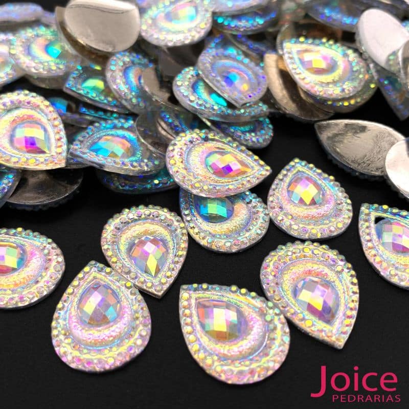 xr:d:DAFaFBjJwVA:247,j:46476663156,t:23050419 Chaton Resina Gota Pavão Base Reta 13mm x 18mm C/300 unidades - Imagem 4