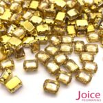 Pedra Engrampada Retangulo 8mm X 10mm C/100Unidades C/Base Dourado - Imagem 3