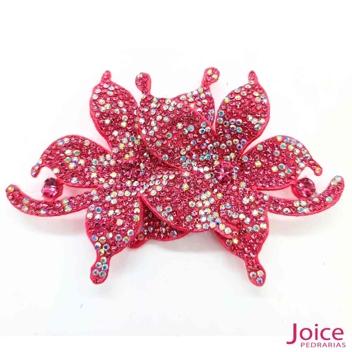 Aplique Flor Com Strass De Cristal 70mm x 100mm C/10-Unidades Ref:19-078 - Imagem 1